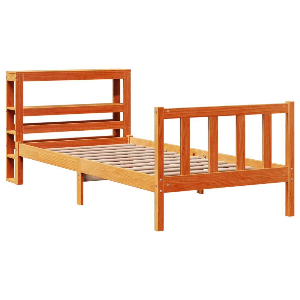 Bed Frame with Headboard without Mattress Wax Brown 75x190 cm Small Single