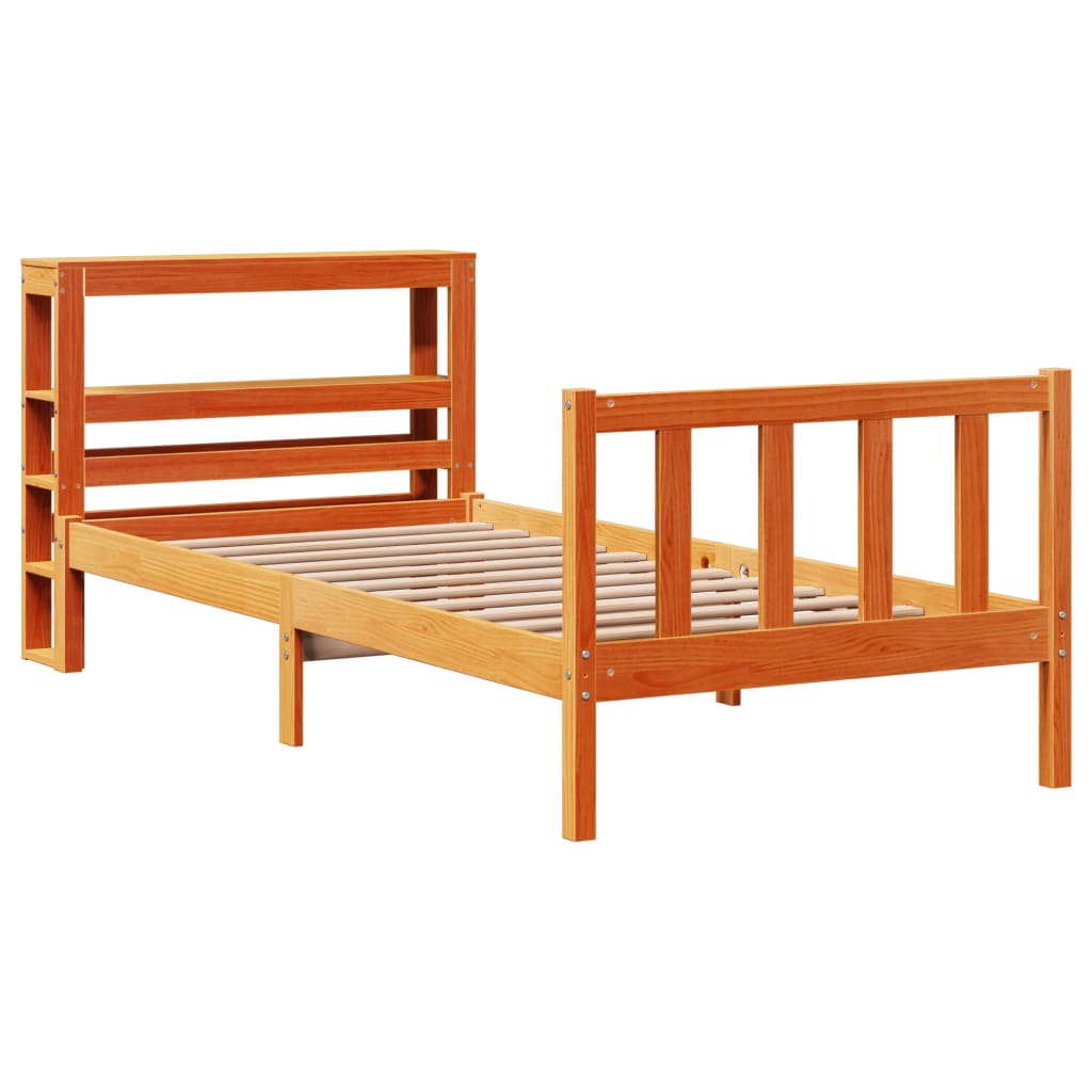 Bed Frame with Headboard without Mattress Wax Brown 90x190 cm Single
