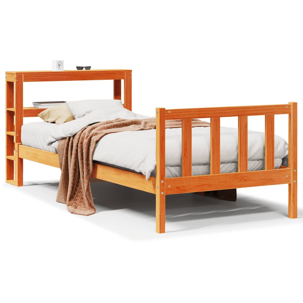 Bed Frame with Headboard without Mattress Wax Brown 90x200 cm