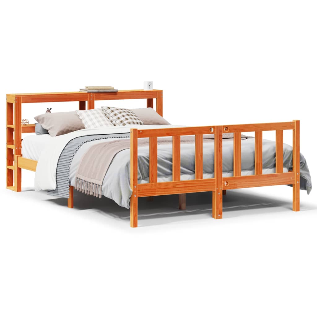 Bed Frame with Headboard without Mattress Wax Brown 140x200 cm