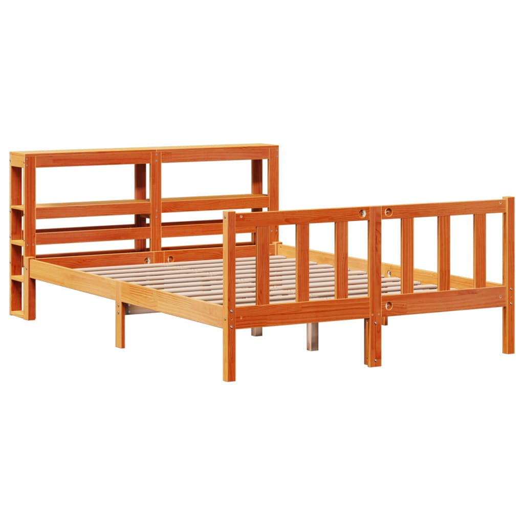 Bed Frame with Headboard without Mattress Wax Brown 140x200 cm