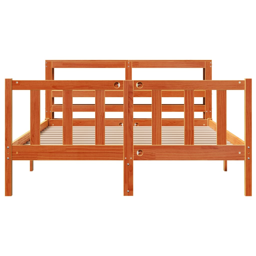Bed Frame with Headboard without Mattress Wax Brown 140x200 cm