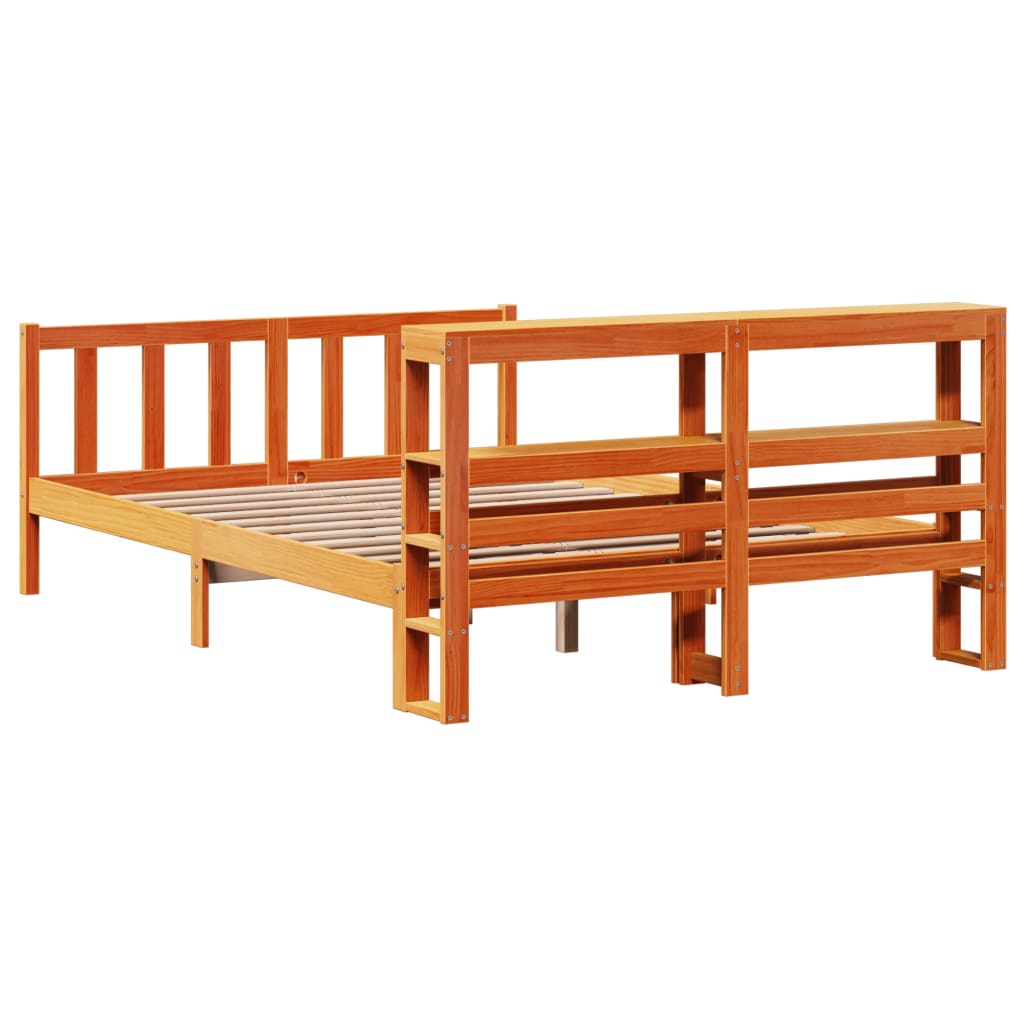 Bed Frame with Headboard without Mattress Wax Brown 140x200 cm