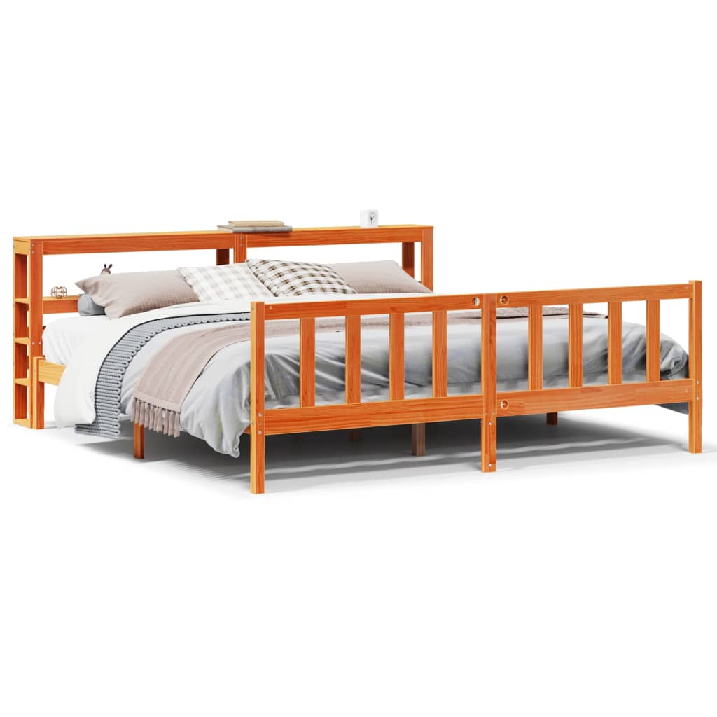 Bed Frame with Headboard without Mattress Wax Brown 200x200 cm