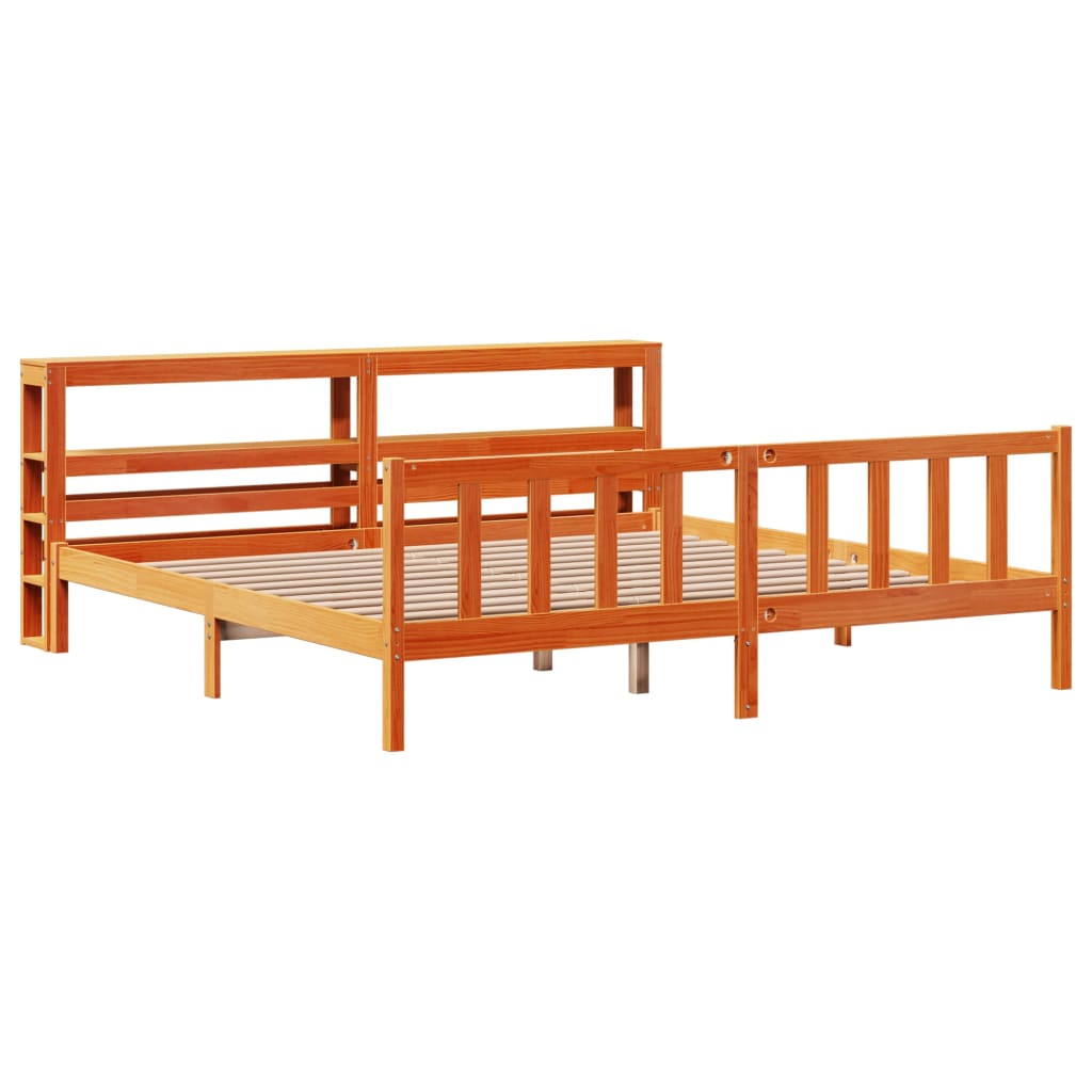 Bed Frame with Headboard without Mattress Wax Brown 200x200 cm