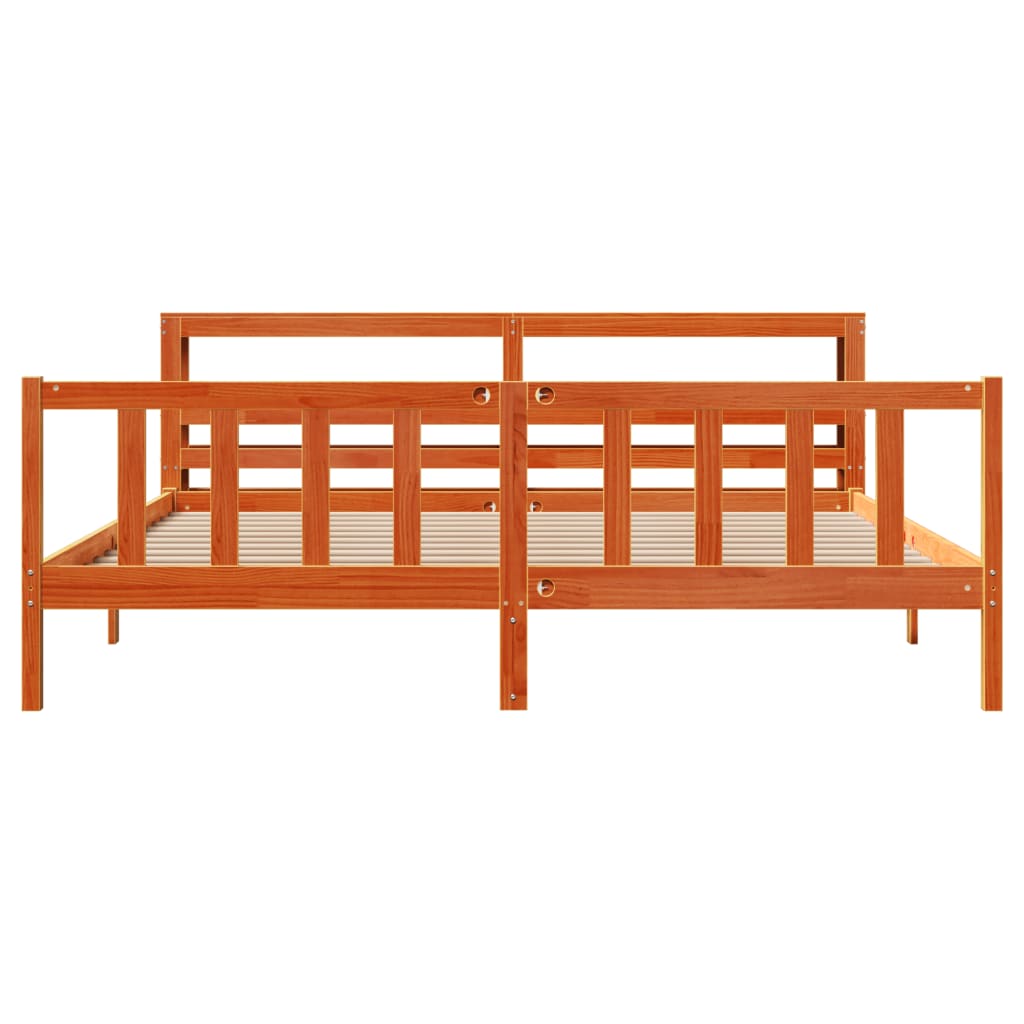 Bed Frame with Headboard without Mattress Wax Brown 200x200 cm