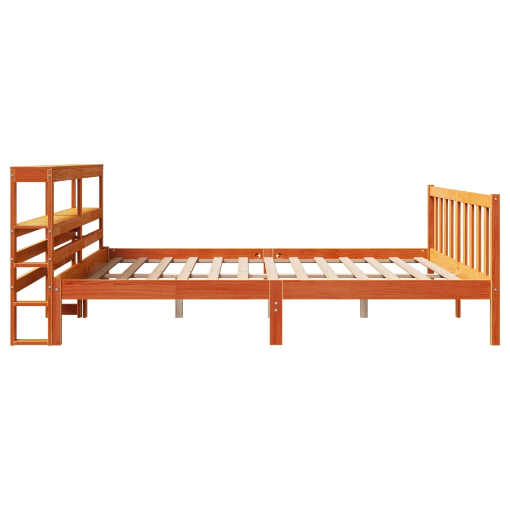 Bed Frame with Headboard without Mattress Wax Brown 200x200 cm