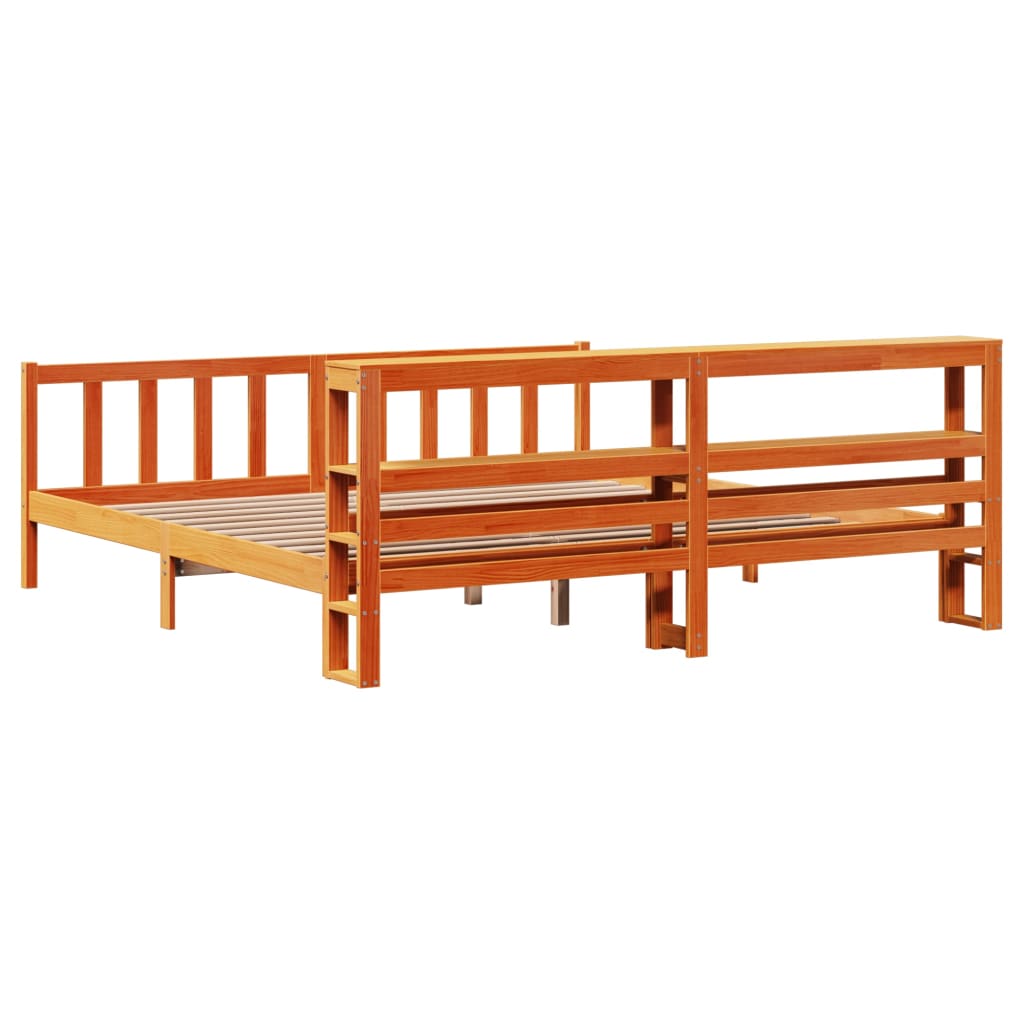 Bed Frame with Headboard without Mattress Wax Brown 200x200 cm