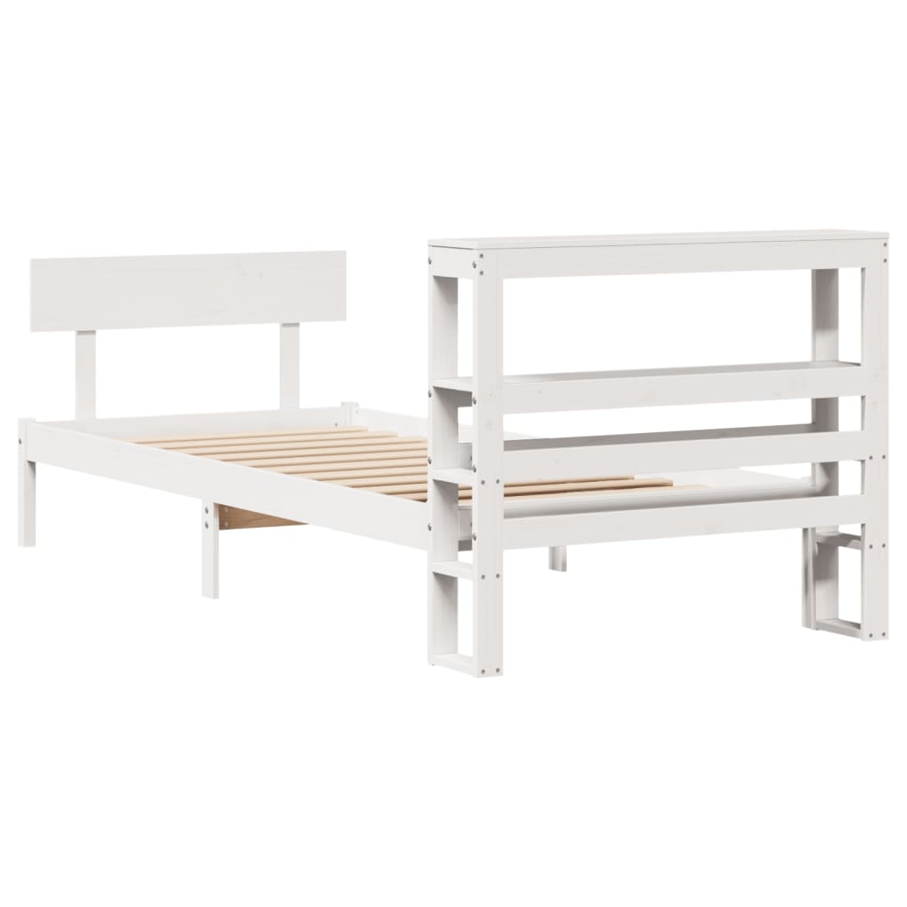 Bed Frame without Mattress White 90x190 cm Single Solid Wood Pine