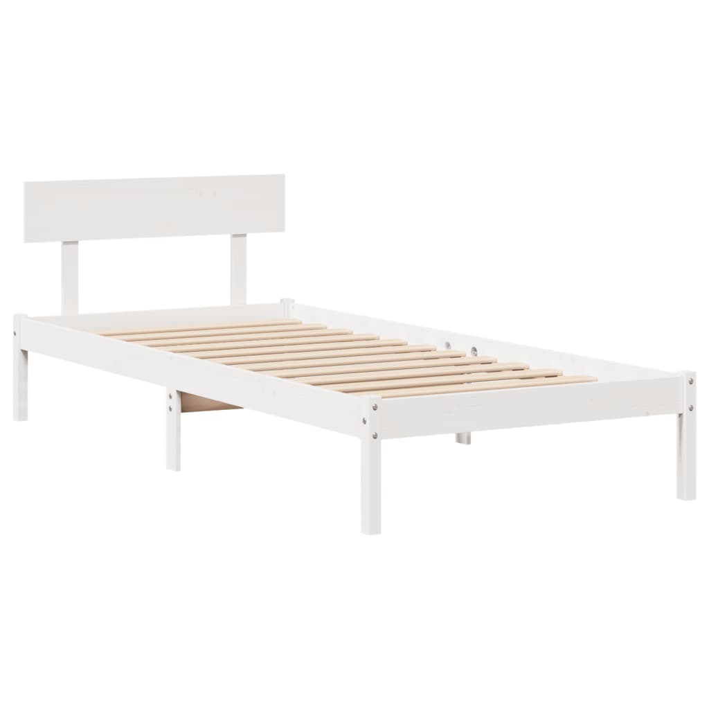 Bed Frame without Mattress White 90x190 cm Single Solid Wood Pine