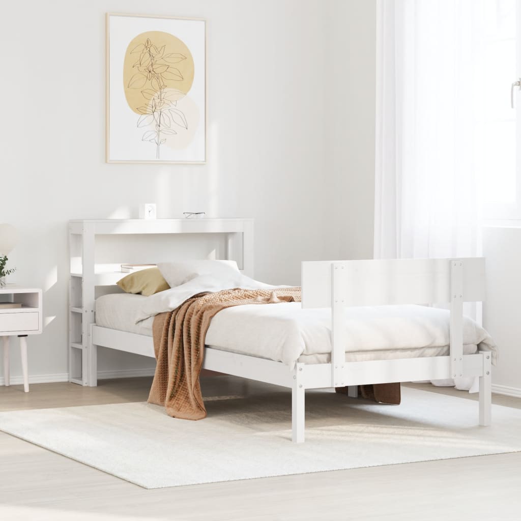 Bed Frame without Mattress White 90x190 cm Single Solid Wood Pine