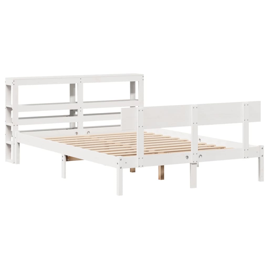 Bed Frame without Mattress White 140x190 cm Solid Wood Pine