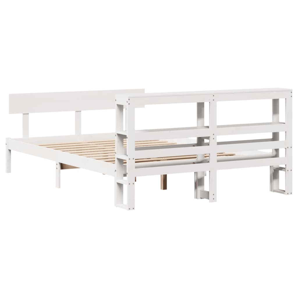 Bed Frame without Mattress White 140x190 cm Solid Wood Pine