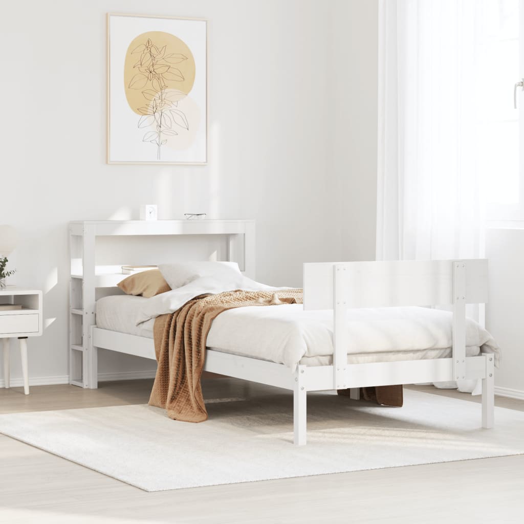 Bed Frame without Mattress White 90x200 cm Solid Wood Pine
