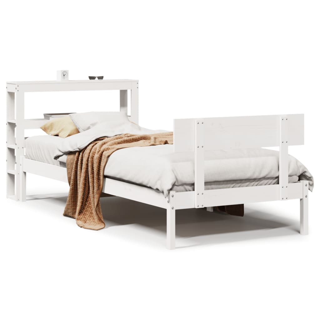 Bed Frame without Mattress White 90x200 cm Solid Wood Pine