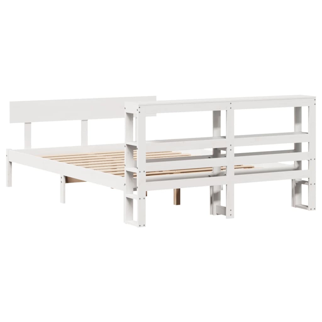 Bed Frame without Mattress White 120x200 cm Solid Wood Pine