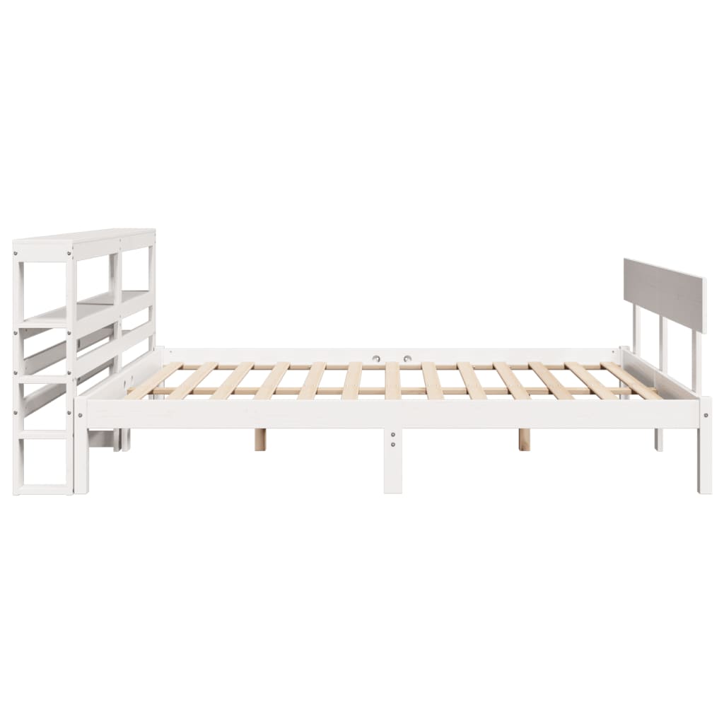 Bed Frame without Mattress White 150x200 cm King Size Solid Wood Pine