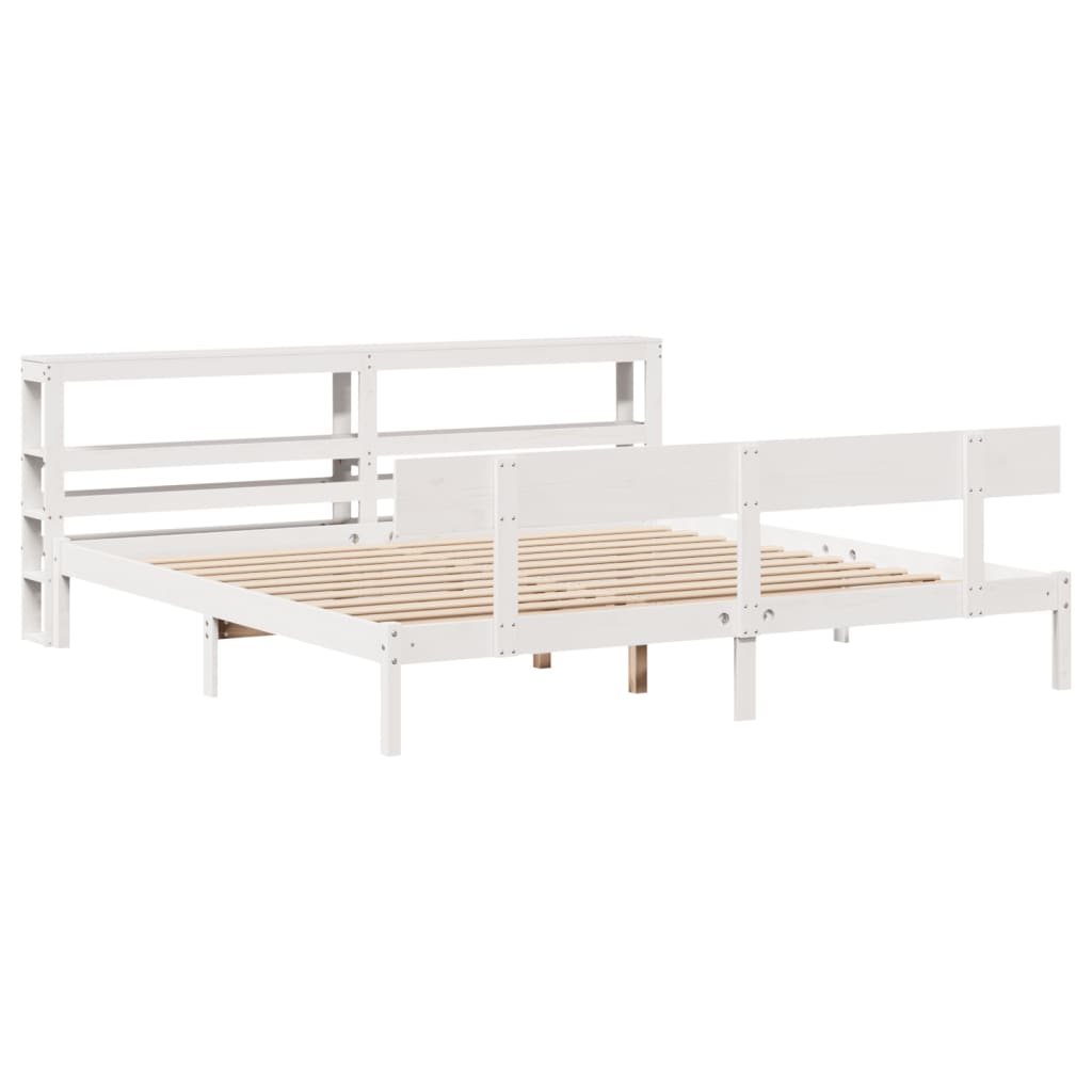 Bed Frame without Mattress White 200x200 cm Solid Wood Pine