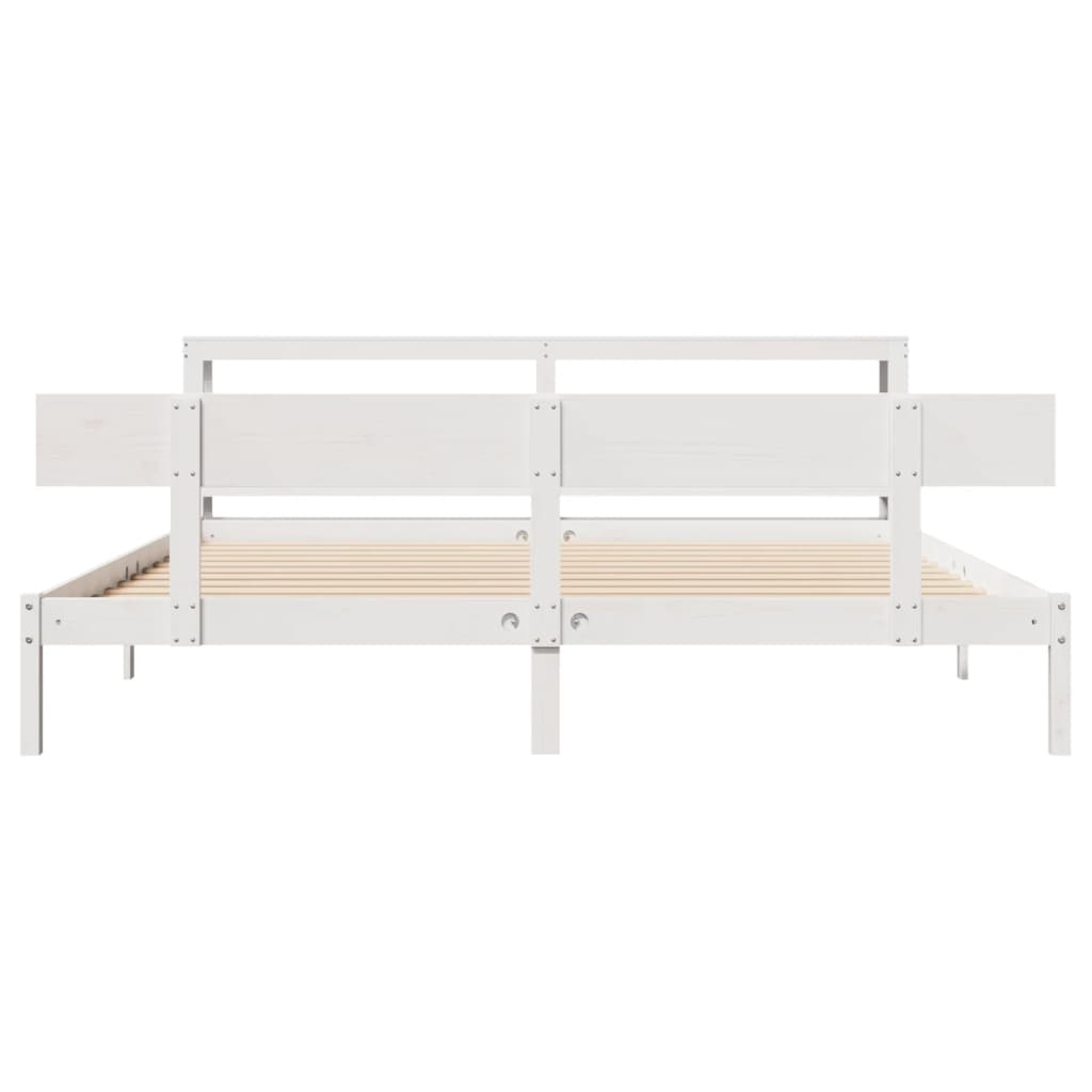 Bed Frame without Mattress White 200x200 cm Solid Wood Pine