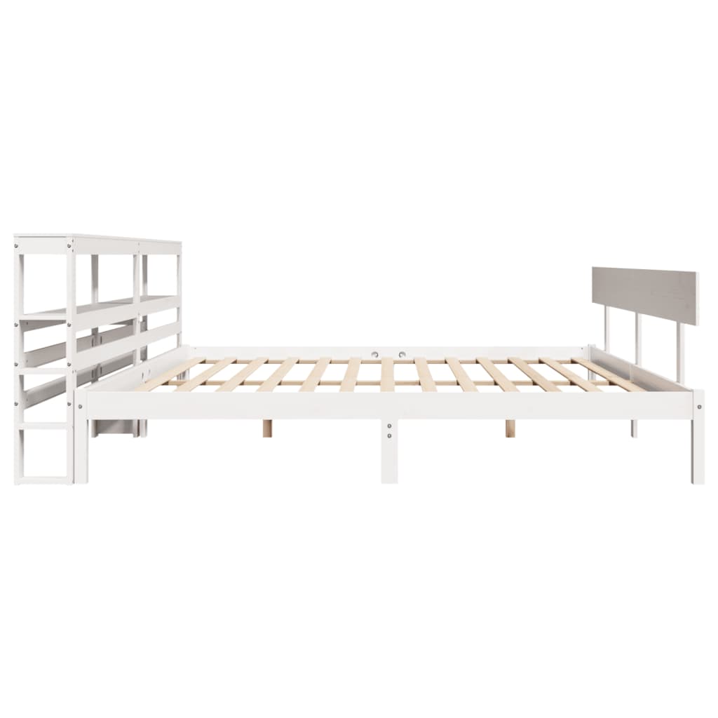 Bed Frame without Mattress White 200x200 cm Solid Wood Pine