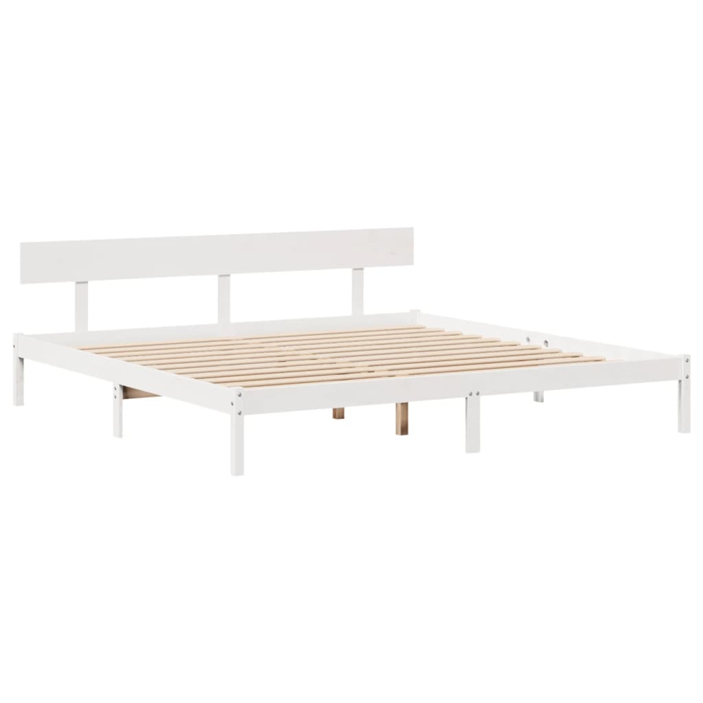 Bed Frame without Mattress White 200x200 cm Solid Wood Pine