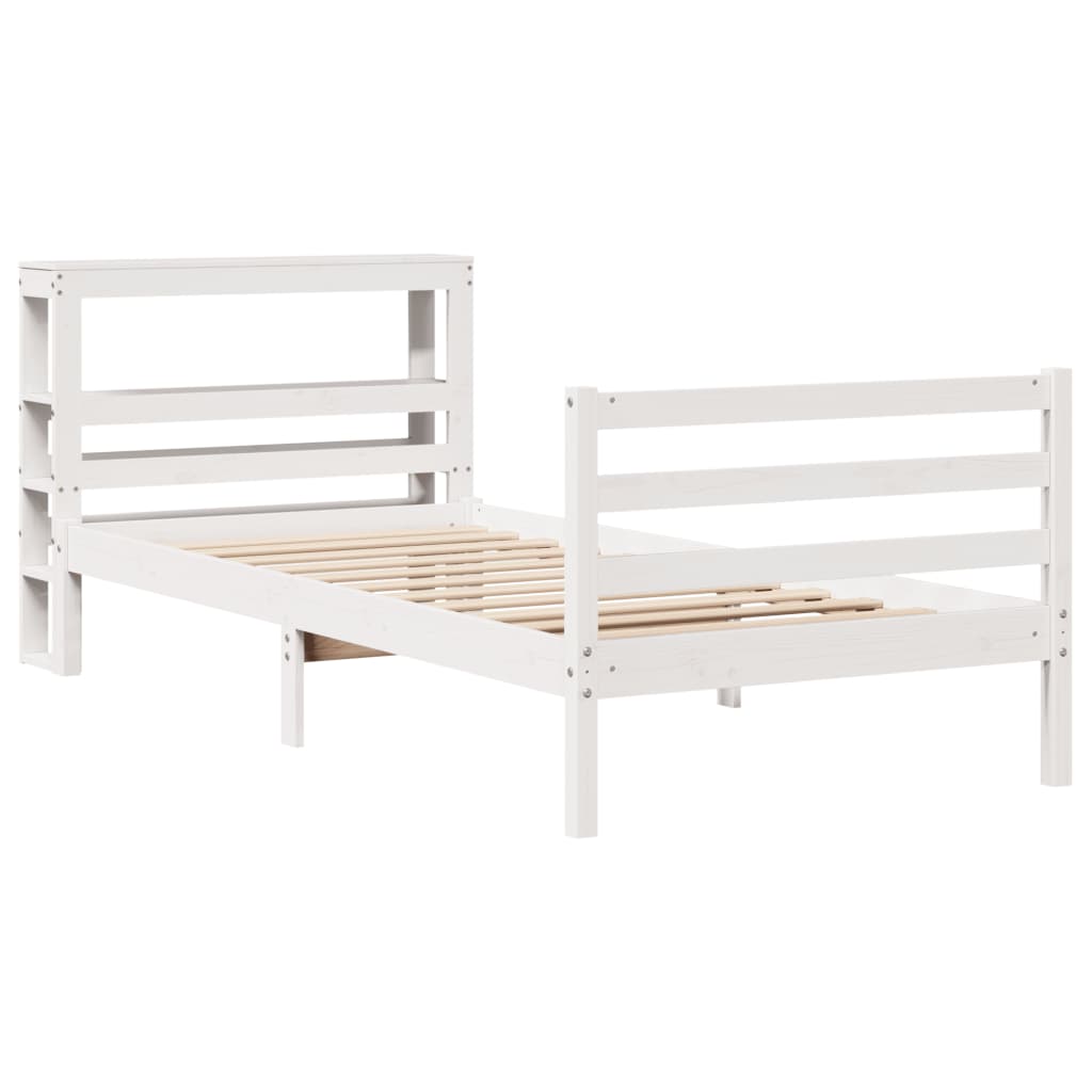Bed Frame without Mattress White 75x190 cm Small Single Solid Wood Pine