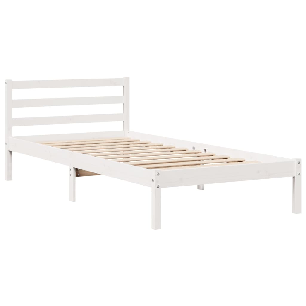 Bed Frame without Mattress White 75x190 cm Small Single Solid Wood Pine
