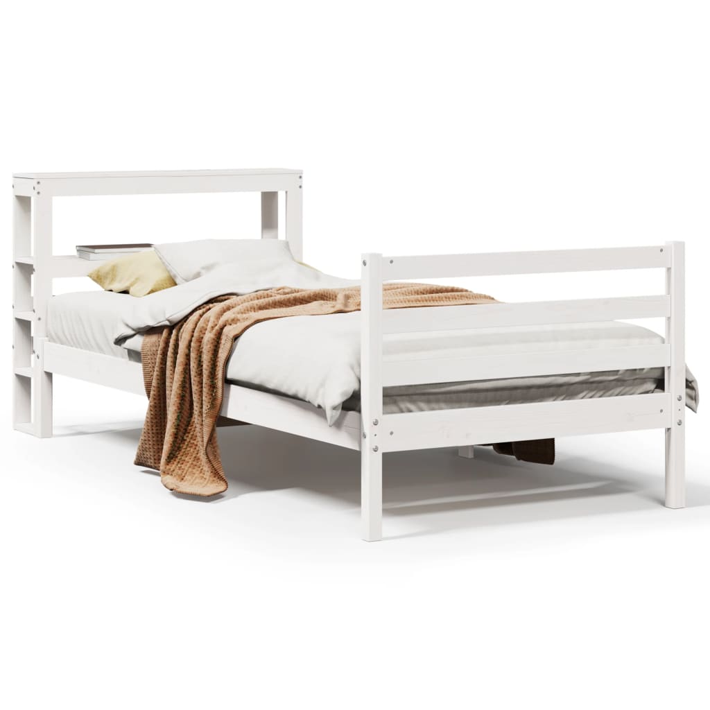 Bed Frame without Mattress White 90x200 cm Solid Wood Pine