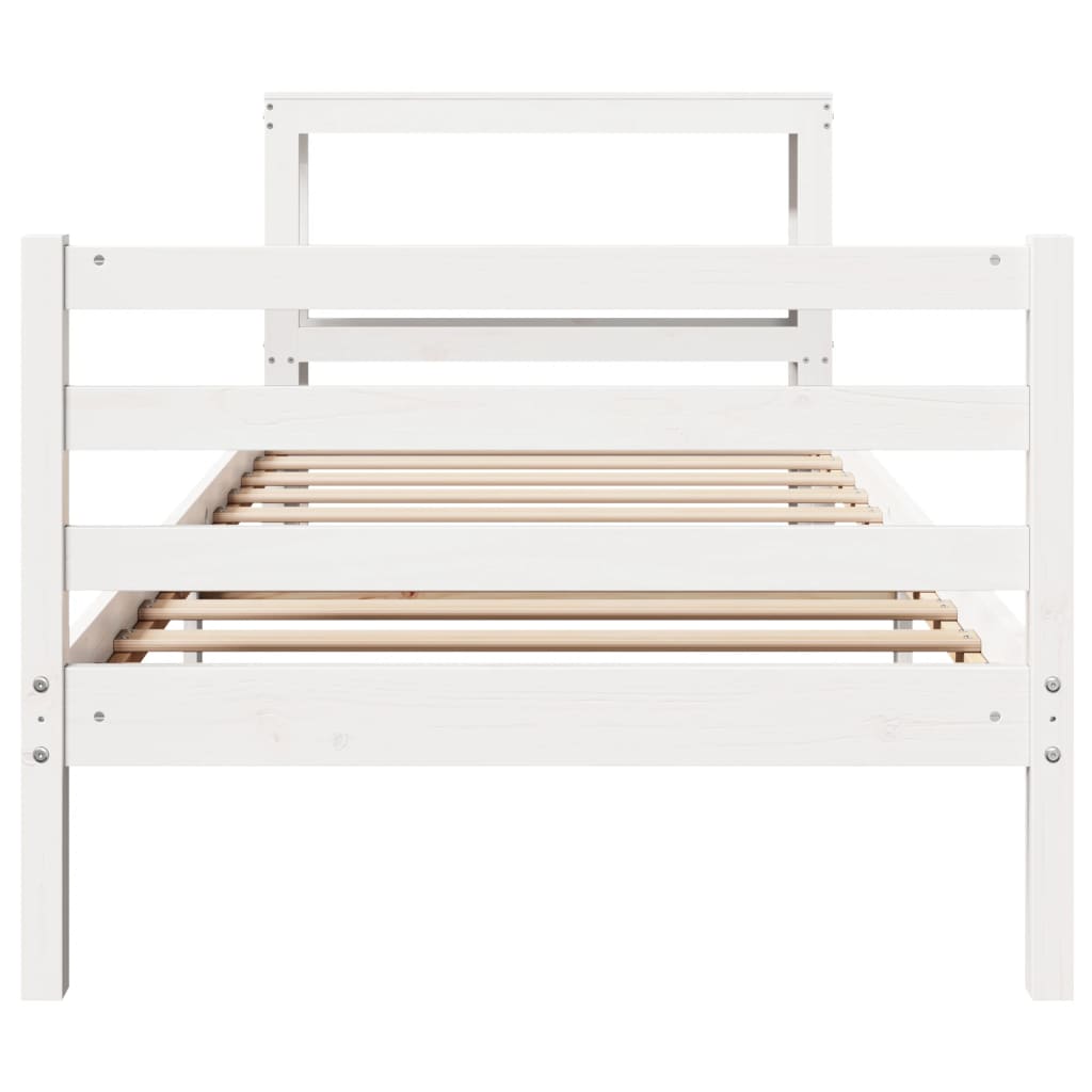 Bed Frame without Mattress White 90x200 cm Solid Wood Pine