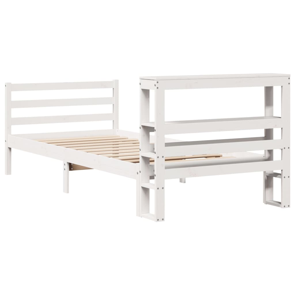 Bed Frame without Mattress White 90x200 cm Solid Wood Pine
