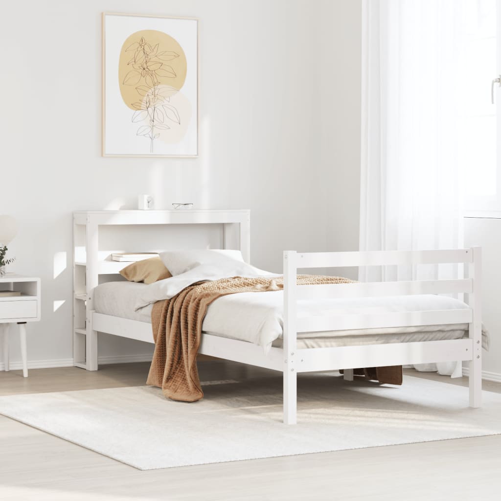 Bed Frame without Mattress White 90x200 cm Solid Wood Pine