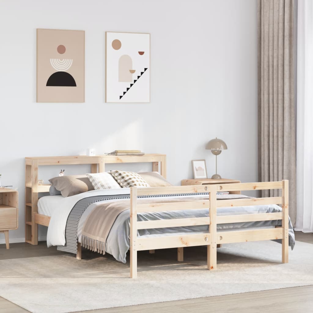 Bed Frame without Mattress 140x200 cm Solid Wood Pine