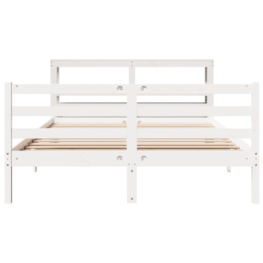 Bed Frame without Mattress White 150x200 cm King Size Solid Wood Pine