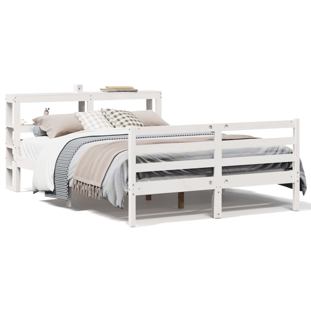 Bed Frame without Mattress White 160x200 cm Solid Wood Pine