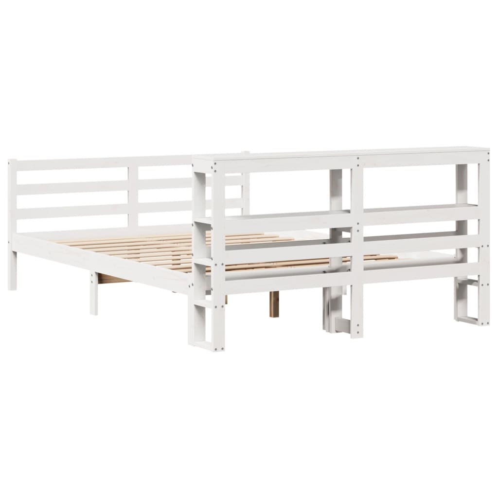 Bed Frame without Mattress White 160x200 cm Solid Wood Pine