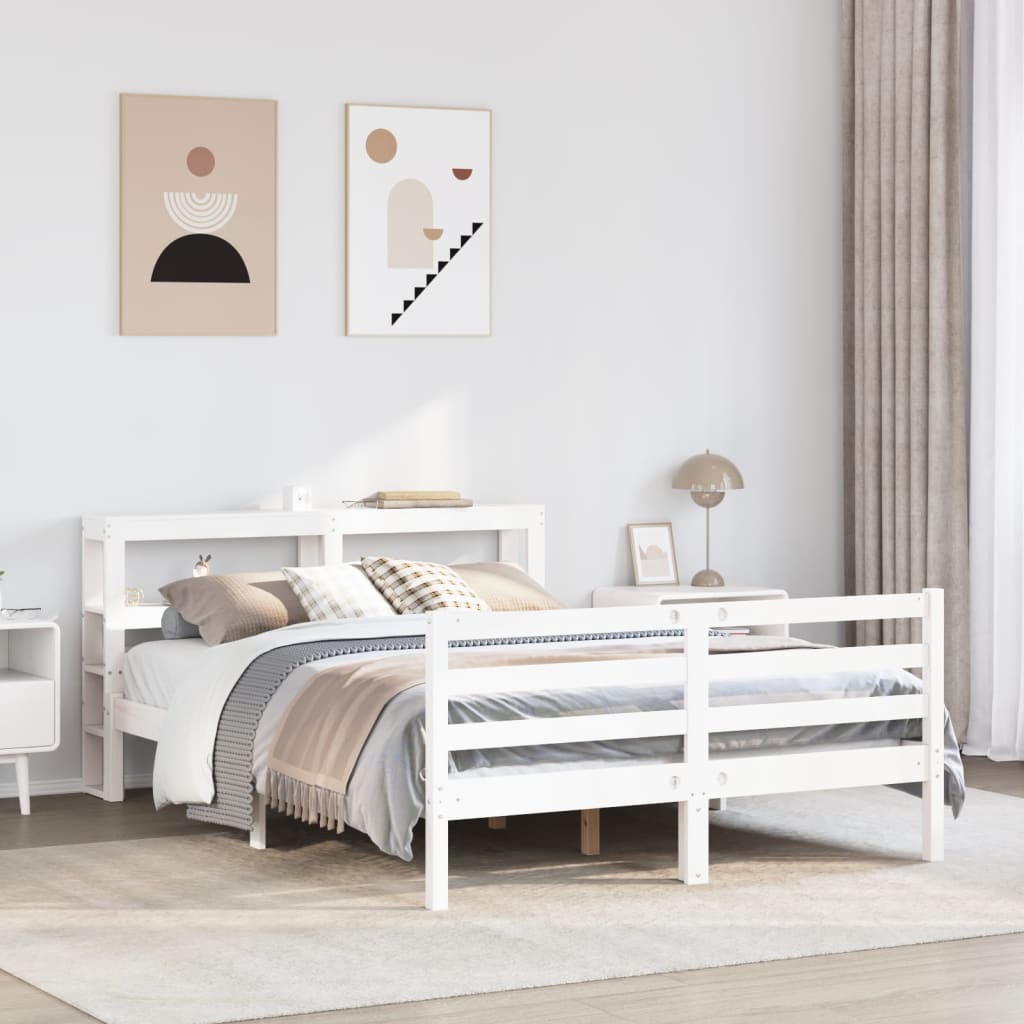 Bed Frame without Mattress White 160x200 cm Solid Wood Pine