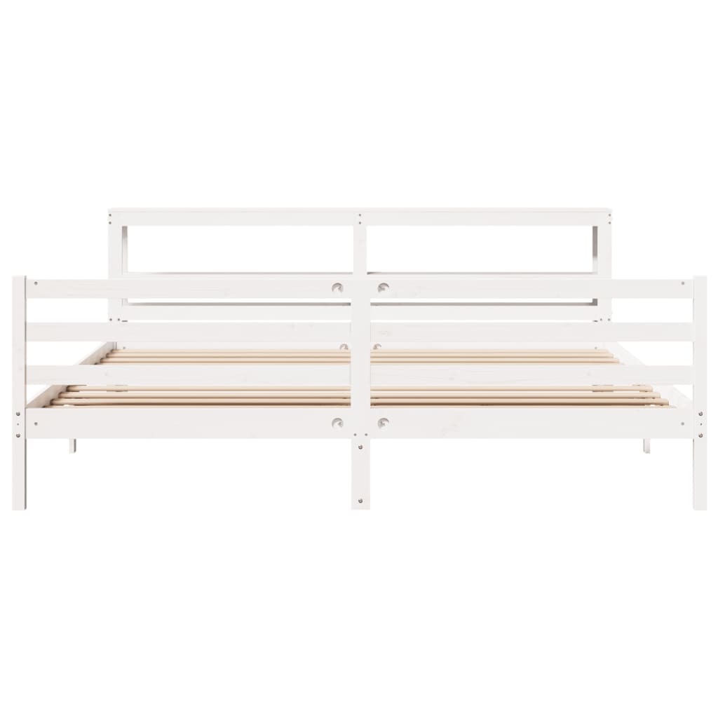 Bed Frame without Mattress White 180x200 cm Super King Solid Wood Pine
