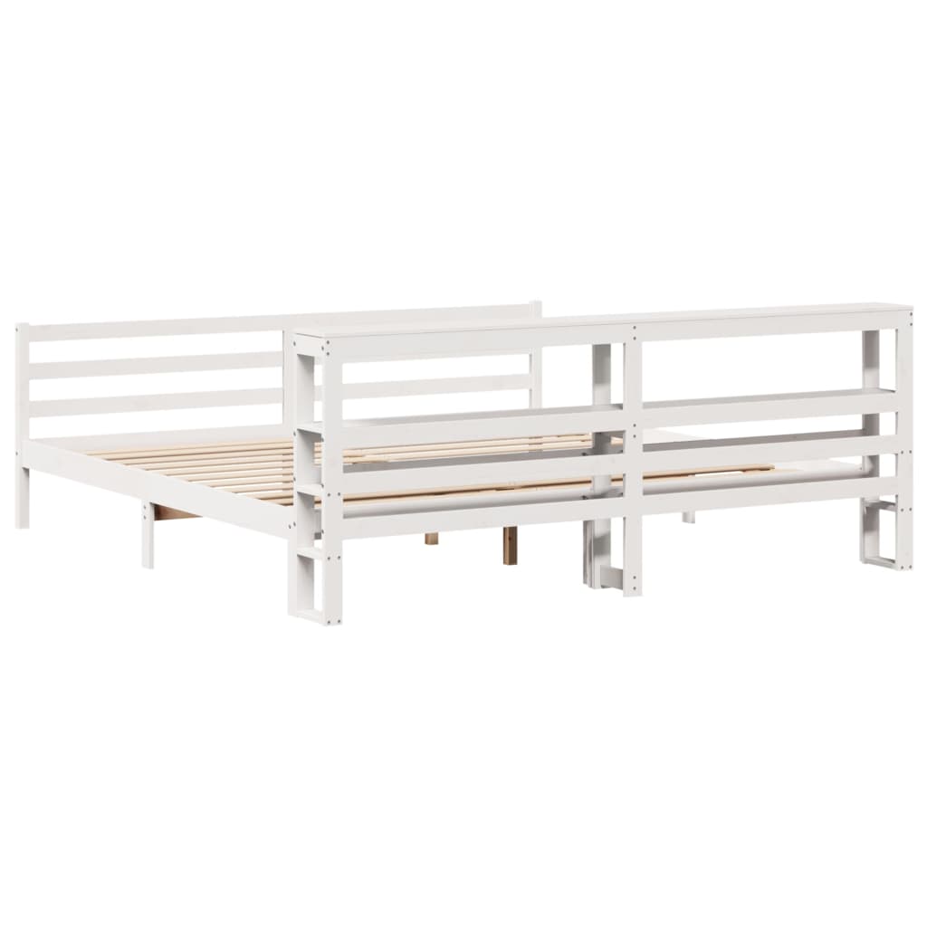 Bed Frame without Mattress White 180x200 cm Super King Solid Wood Pine