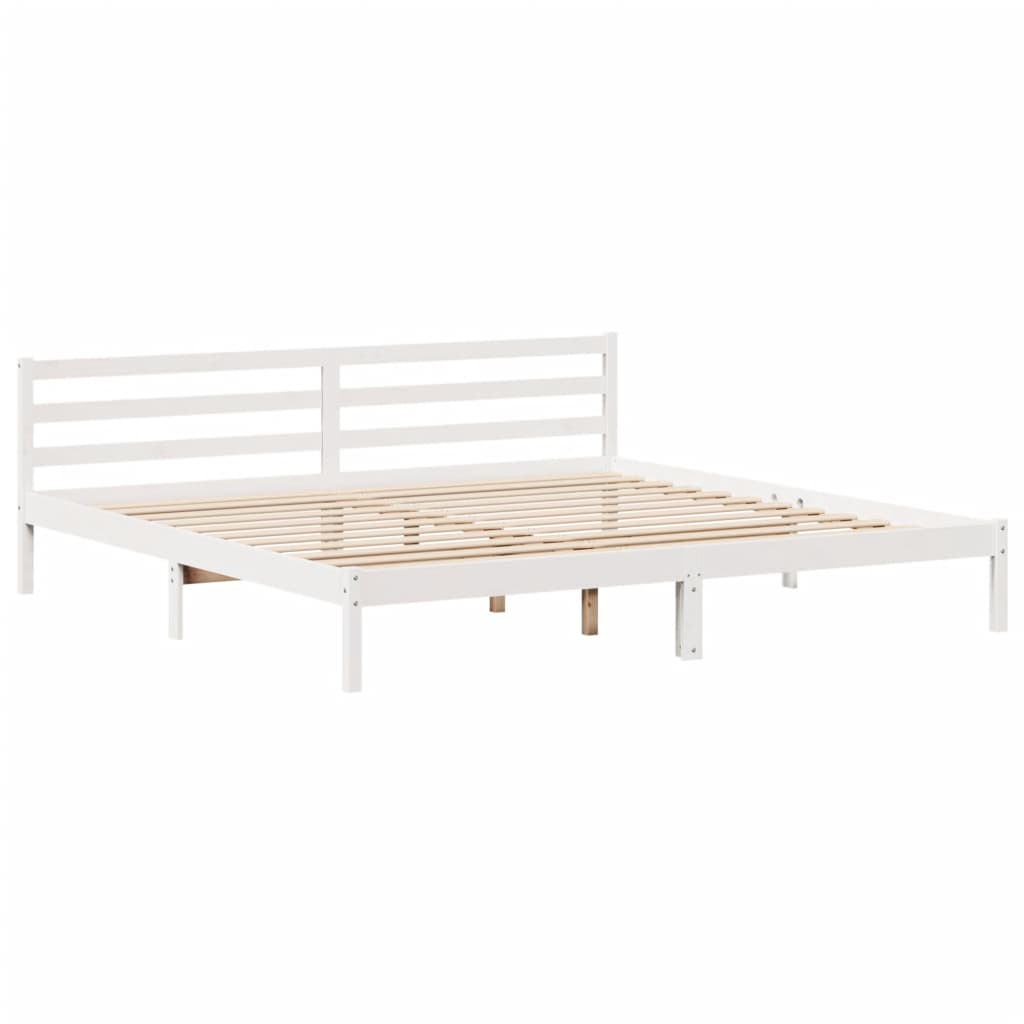 Bed Frame without Mattress White 180x200 cm Super King Solid Wood Pine