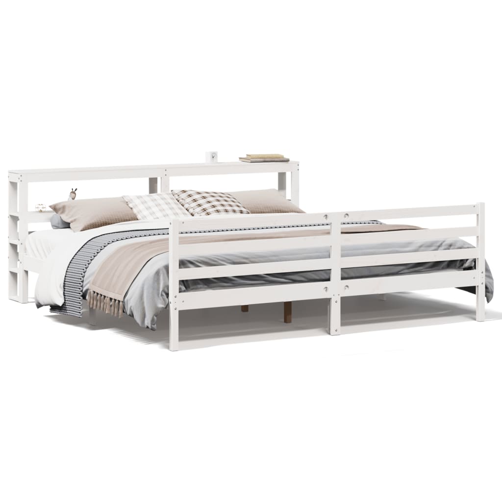 Bed Frame without Mattress White 200x200 cm Solid Wood Pine