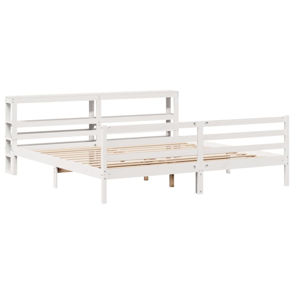 Bed Frame without Mattress White 200x200 cm Solid Wood Pine