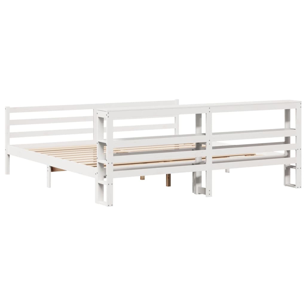 Bed Frame without Mattress White 200x200 cm Solid Wood Pine