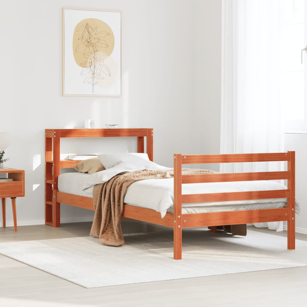 Bed Frame without Mattress Wax Brown 90x190 cm Single Solid Wood Pine