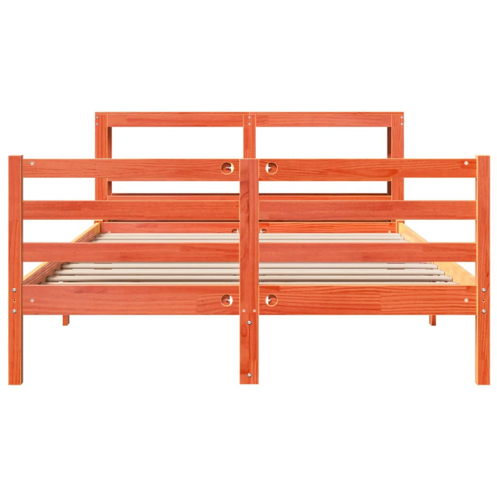 Bed Frame without Mattress Wax Brown 140x190 cm Solid Wood Pine