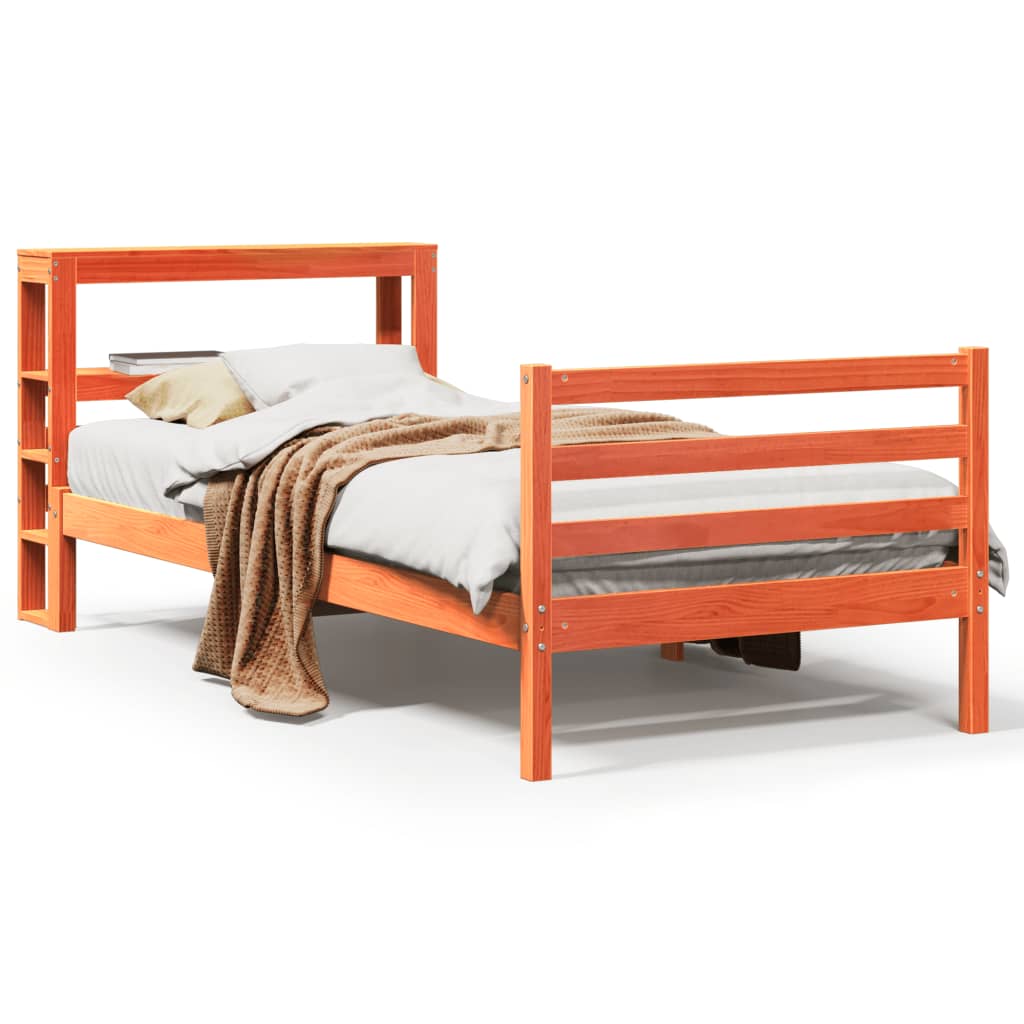 Bed Frame without Mattress Wax Brown 90x200 cm Solid Wood Pine