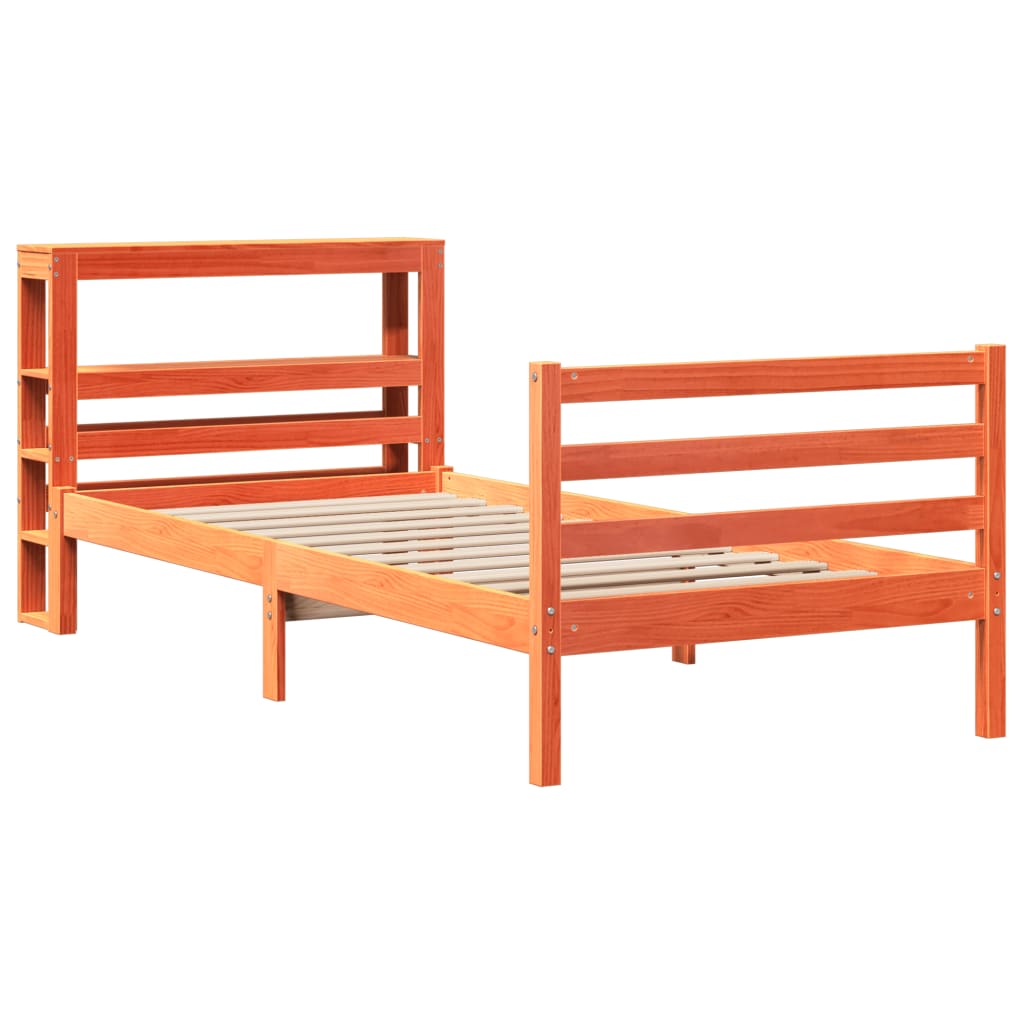 Bed Frame without Mattress Wax Brown 90x200 cm Solid Wood Pine