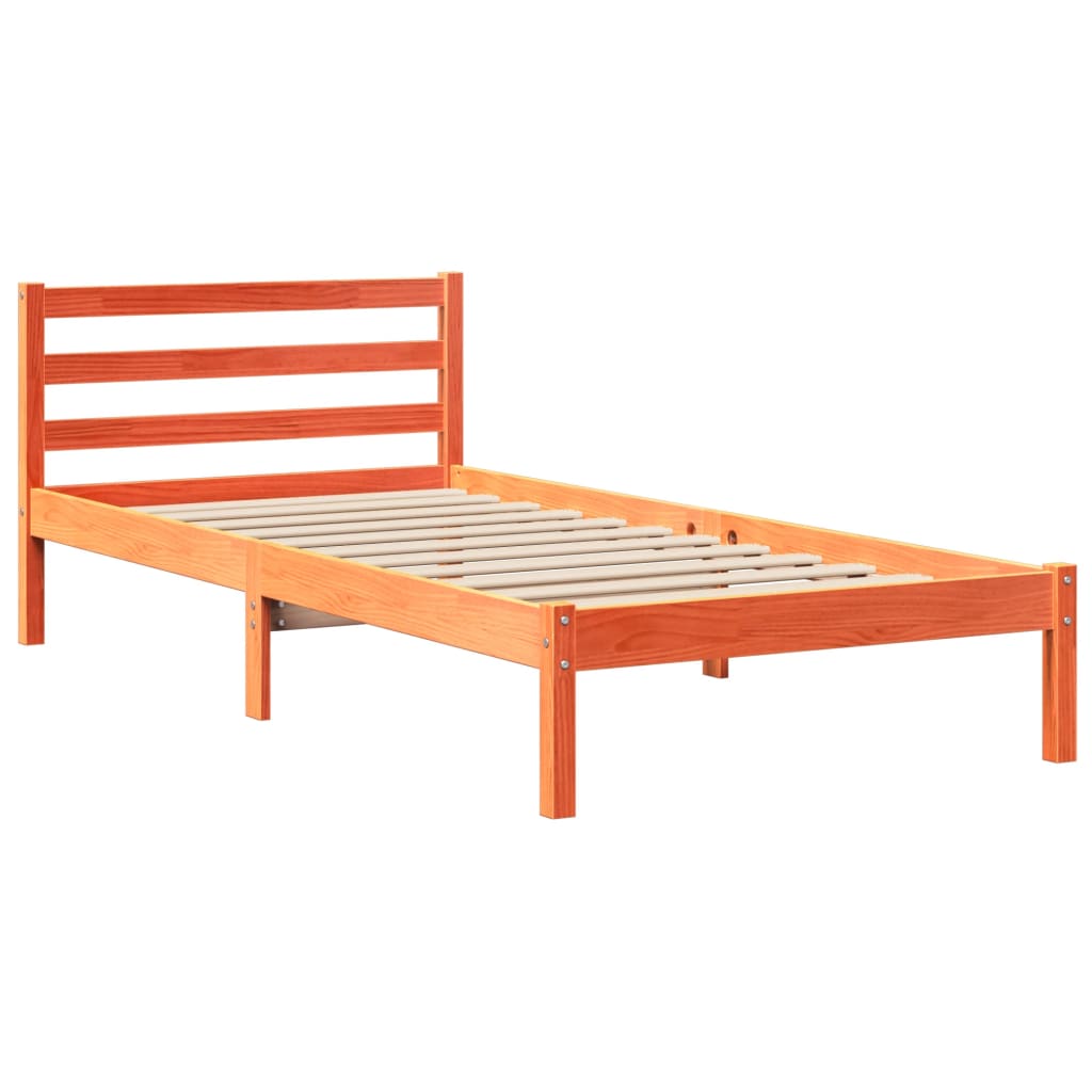 Bed Frame without Mattress Wax Brown 90x200 cm Solid Wood Pine