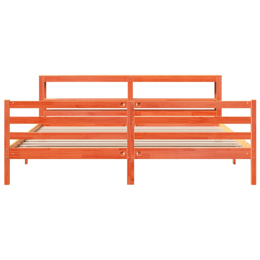 Bed Frame without Mattress Wax Brown 180x200 cm Super King Solid Wood Pine