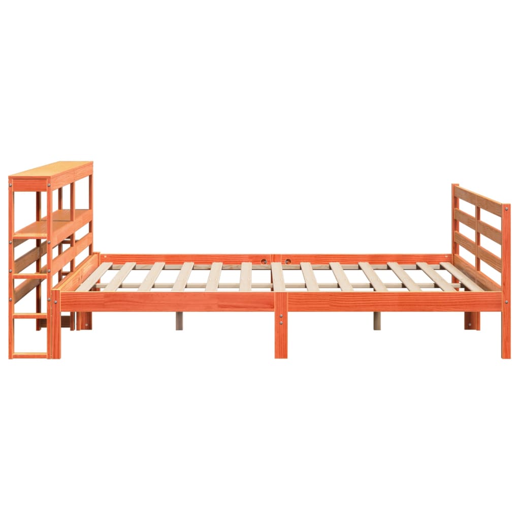 Bed Frame without Mattress Wax Brown 200x200 cm Solid Wood Pine