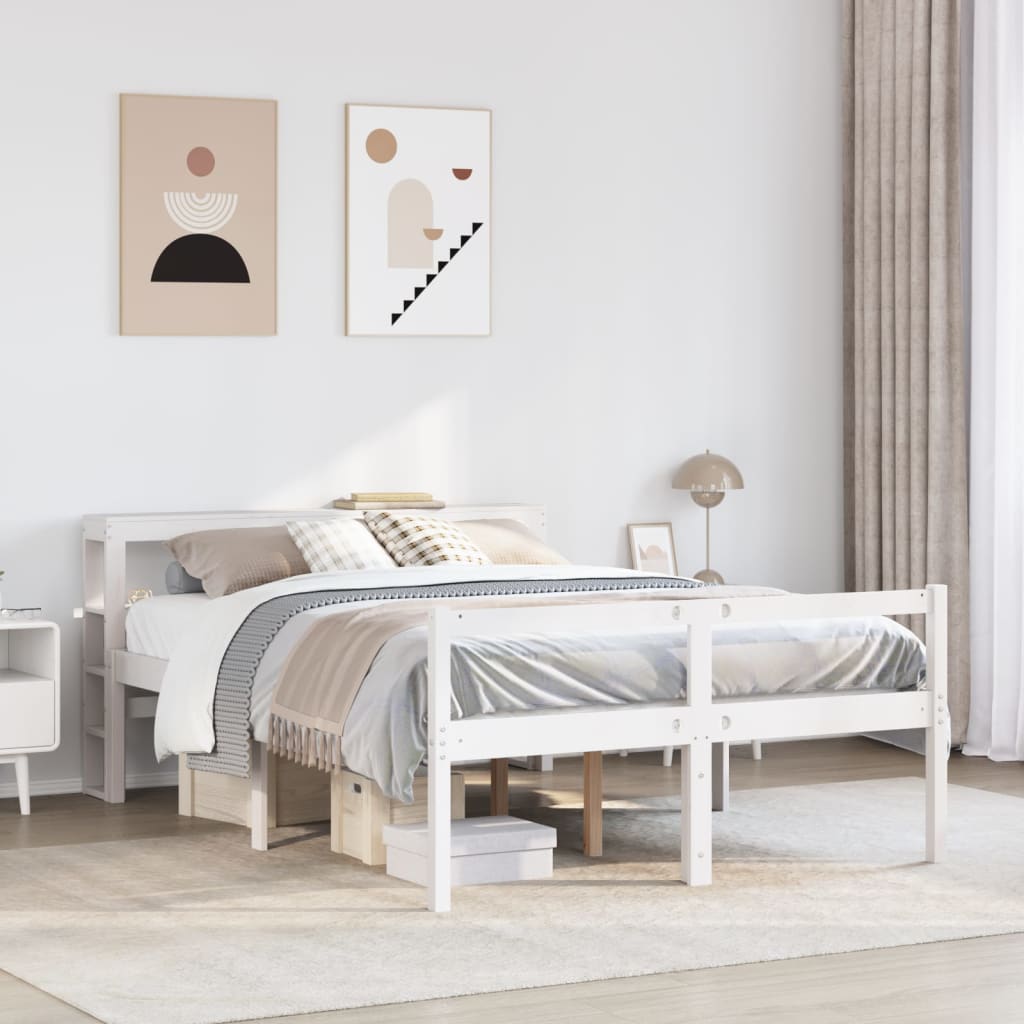 Senior Bed with Headboard without Mattress White 135x190 cm Double